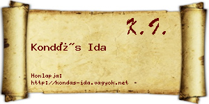 Kondás Ida névjegykártya